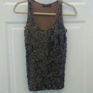 APT 9 Brown Sequined Tank Top